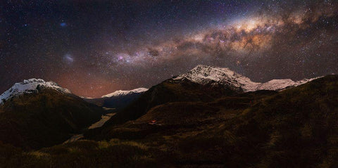 Mount Aspiring - Liverpool Hut White Modern Wood Framed Art Print with Double Matting by Zhang, Yan