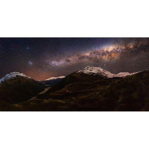 Mount Aspiring - Liverpool Hut Black Modern Wood Framed Art Print with Double Matting by Zhang, Yan