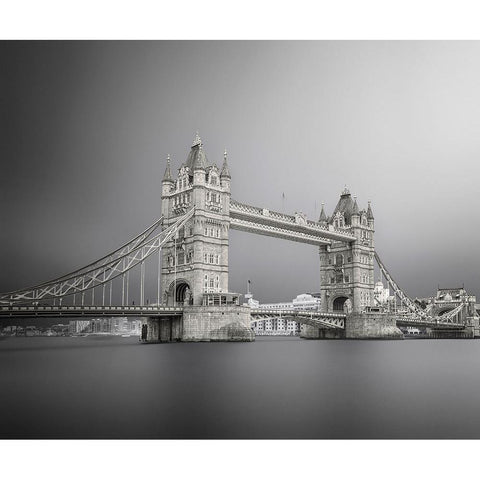 Tower Bridge White Modern Wood Framed Art Print by Thabet, Ahmed