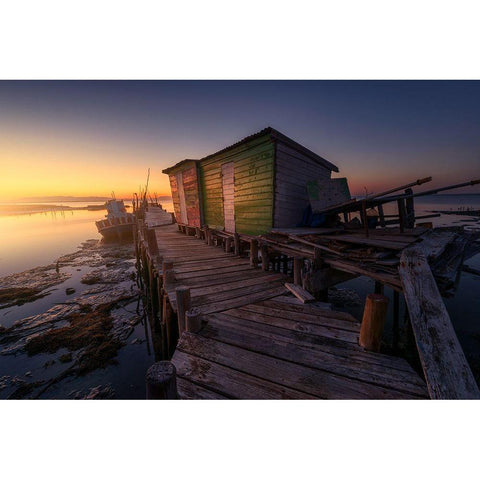 Carrasqueira Fishermanaas  Houses Gold Ornate Wood Framed Art Print with Double Matting by Ferrero, Ivan