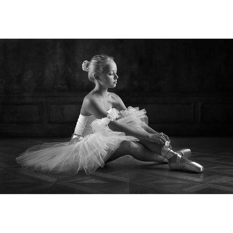 The Little Ballerina 1 White Modern Wood Framed Art Print by Ivanova, Victoria