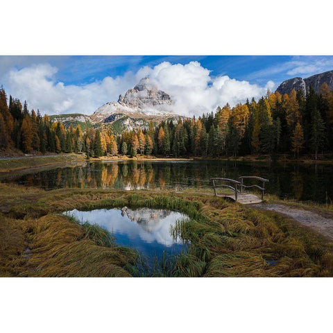 Lake Antorno White Modern Wood Framed Art Print by Krivec, Ales