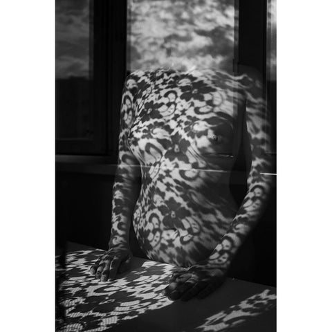 Lace And Clouds Black Modern Wood Framed Art Print with Double Matting by Faletkin, Mikhail