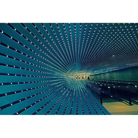 Blue Tunnel White Modern Wood Framed Art Print by V Ajanel, Oscar