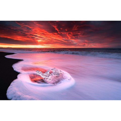 Ice And Fire Black Modern Wood Framed Art Print with Double Matting by Zhu, Jingshu