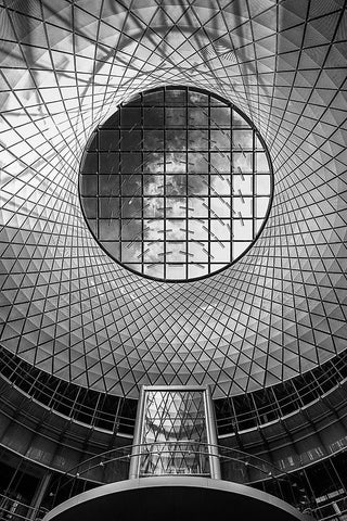 Fulton Center #01 White Modern Wood Framed Art Print with Double Matting by Forlano, Alessio