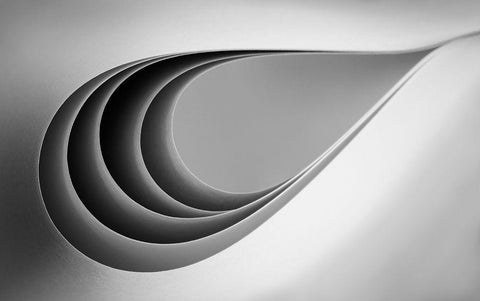 Paper Abstract White Modern Wood Framed Art Print with Double Matting by Hammer, Jacqueline