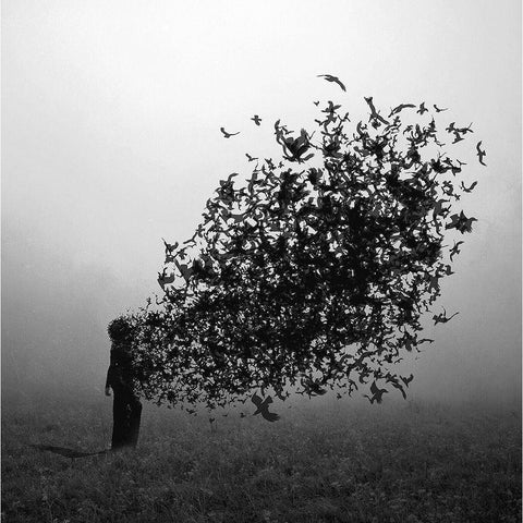 The Well Of Sadness Black Modern Wood Framed Art Print by Badrnia, Radin