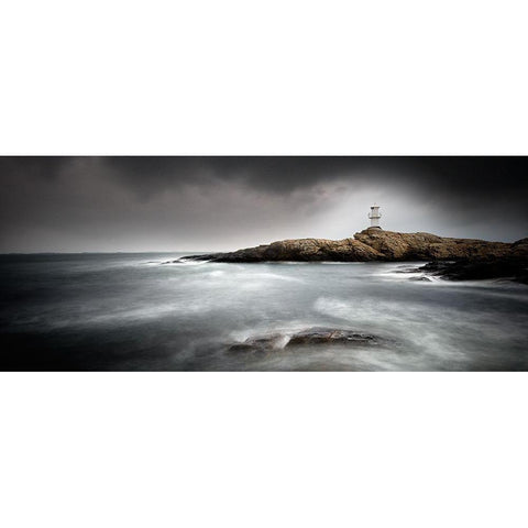 Lighthouse Black Modern Wood Framed Art Print by Thorberntsson, Claes