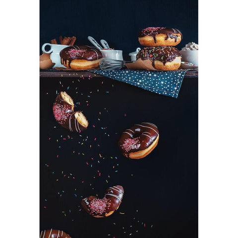 Donuts From The Top Shelf Black Modern Wood Framed Art Print with Double Matting by Belenko, Dina