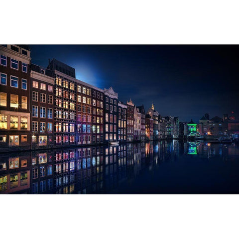 Amsterdam Windows Colors Black Modern Wood Framed Art Print by M. Garcia, Jesus