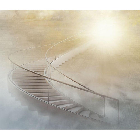 Stairway To Heaven White Modern Wood Framed Art Print by Grohovaz, Gaby