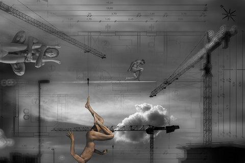 Construction Of(Tower Of Babel) Black Ornate Wood Framed Art Print with Double Matting by Dartef, Pristov