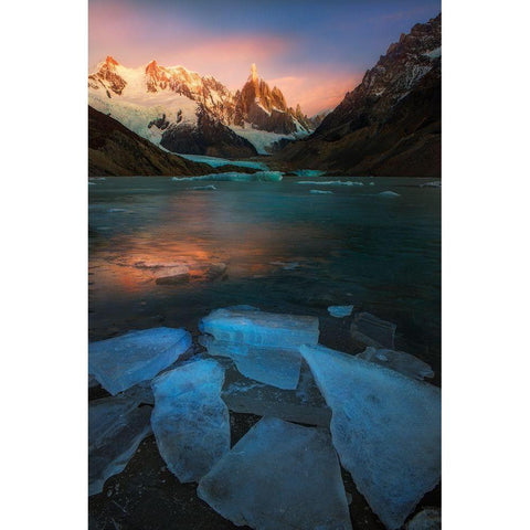 A Frozen Morning - Laguna Torre Black Modern Wood Framed Art Print with Double Matting by Zhang, Yan