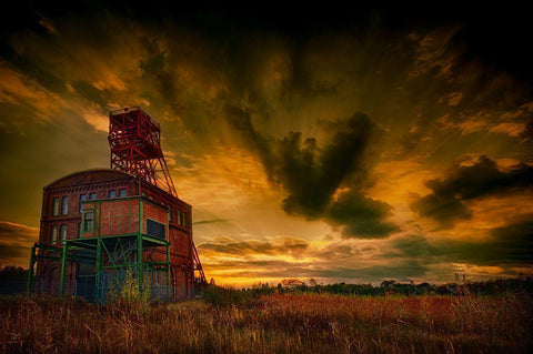 Forgotten Industry White Modern Wood Framed Art Print with Double Matting by Kierek, Stefan