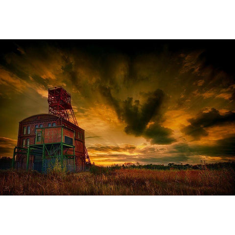 Forgotten Industry Black Modern Wood Framed Art Print by Kierek, Stefan