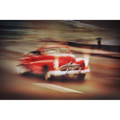 Vintage Car,Havana Fantasy White Modern Wood Framed Art Print by Yosifov, Svetlin