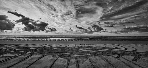 Beach Art Black Ornate Wood Framed Art Print with Double Matting by Wirth, Michael