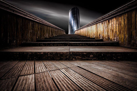 Tin White Modern Wood Framed Art Print with Double Matting by Glaab, Holger