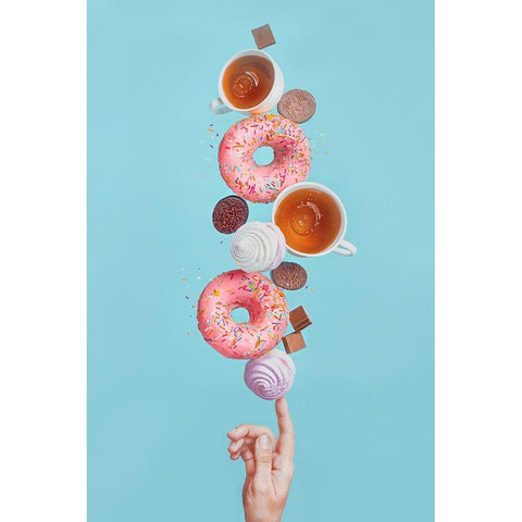 Weekend Donuts White Modern Wood Framed Art Print by Belenko, Dina
