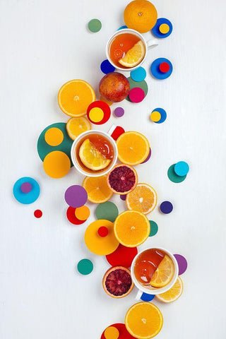 Suprematic Teatime White Modern Wood Framed Art Print with Double Matting by Belenko, Dina