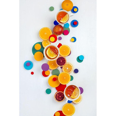 Suprematic Teatime Black Modern Wood Framed Art Print with Double Matting by Belenko, Dina