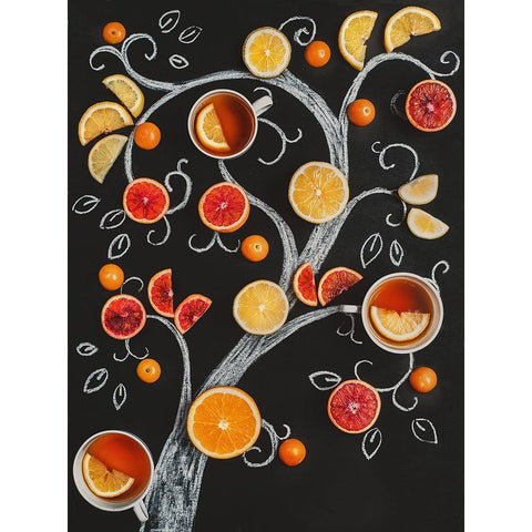 Teatime Tree Gold Ornate Wood Framed Art Print with Double Matting by Belenko, Dina