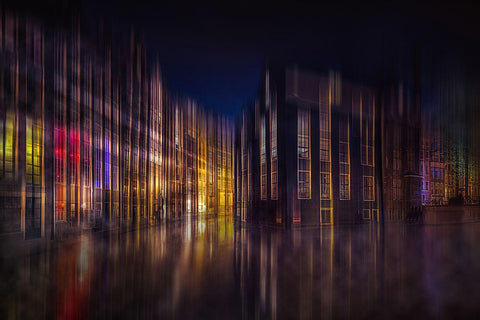 Colorful Amsterdam White Modern Wood Framed Art Print with Double Matting by Kierek, Stefan