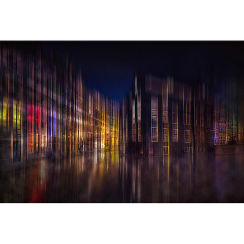 Colorful Amsterdam Gold Ornate Wood Framed Art Print with Double Matting by Kierek, Stefan