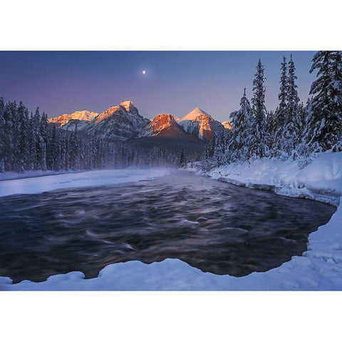 Winter Canadian Rockies White Modern Wood Framed Art Print by Hu, Andy