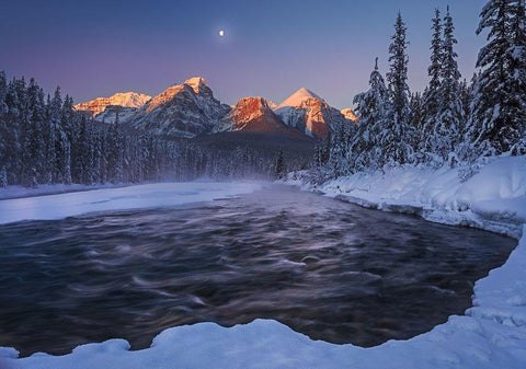 Winter Canadian Rockies Black Ornate Wood Framed Art Print with Double Matting by Hu, Andy