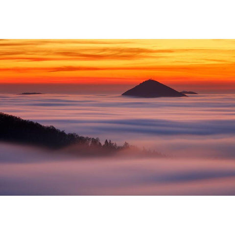 Islands In The Clouds Gold Ornate Wood Framed Art Print with Double Matting by Rak, Martin