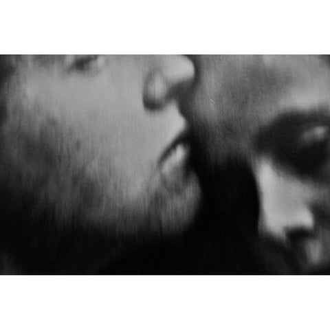 A Quiet Darkness (The Kiss) Black Modern Wood Framed Art Print by Davidovic, Dalibor