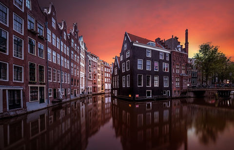 Amsterdam Dawn Black Ornate Wood Framed Art Print with Double Matting by Merakiphotographer