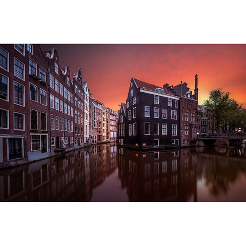 Amsterdam Dawn White Modern Wood Framed Art Print by Merakiphotographer