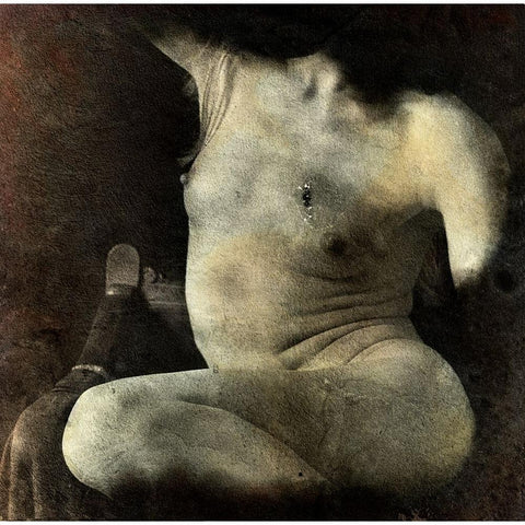 Nude Black Modern Wood Framed Art Print with Double Matting by Hattori, Fuyuki