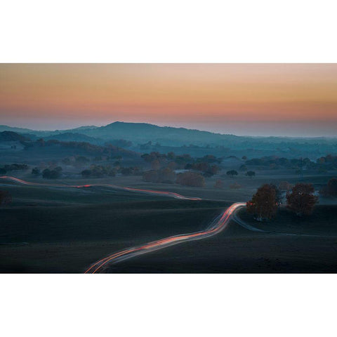 Prairie Dusk Black Modern Wood Framed Art Print with Double Matting by Mei, C.