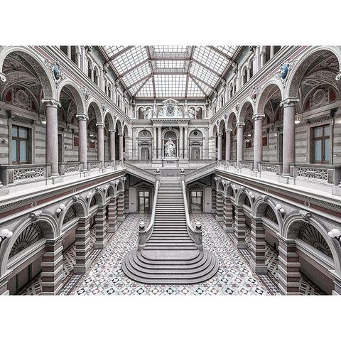 Justizpalast-Vienna. Black Modern Wood Framed Art Print with Double Matting by Cuomo, Massimo