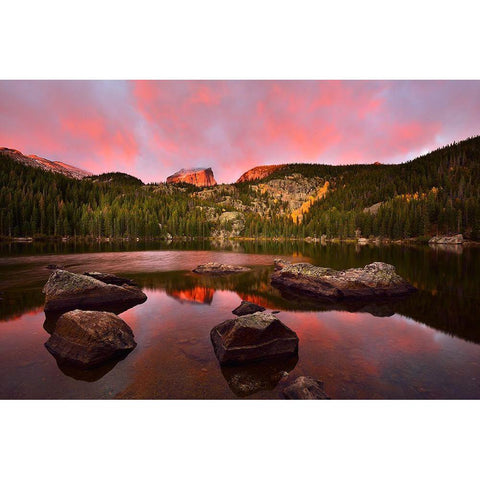 Bear Lake Sunrise Black Modern Wood Framed Art Print with Double Matting by Xu, Mei