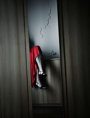 Crack Black Ornate Wood Framed Art Print with Double Matting by Krivec, Samanta