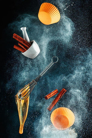 Kitchen Mess: Cinnamon Cupcake Black Ornate Wood Framed Art Print with Double Matting by Belenko, Dina