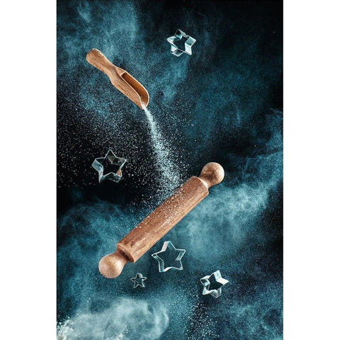 Kitchen Mess: Star-Shaped Cookies Black Modern Wood Framed Art Print with Double Matting by Belenko, Dina