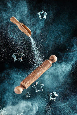 Kitchen Mess: Star-Shaped Cookies Black Ornate Wood Framed Art Print with Double Matting by Belenko, Dina