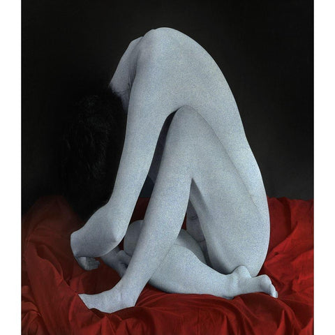 Nude On The Red Cloth Black Modern Wood Framed Art Print with Double Matting by Hattori, Fuyuki