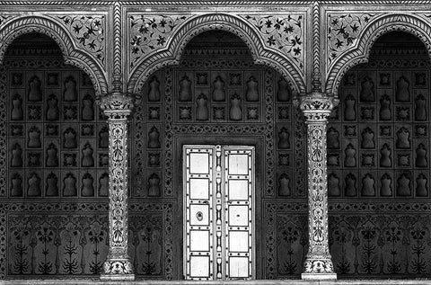 White Door Black Ornate Wood Framed Art Print with Double Matting by Hawerkamp, Hans-Wolfgang