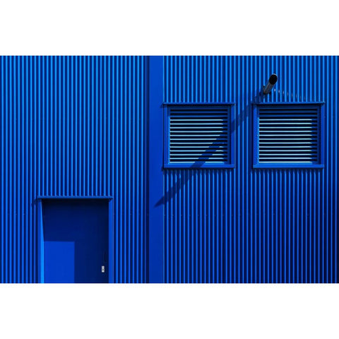 Bleu Black Modern Wood Framed Art Print by van Son, Greetje