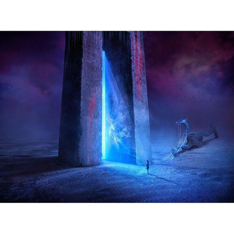 Time Gate White Modern Wood Framed Art Print by Almawash, Sulaiman