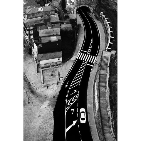 White Car On The Track Black Modern Wood Framed Art Print by P Neto, Filipe