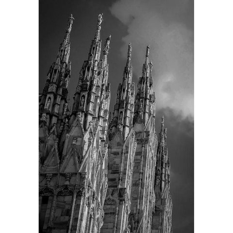 Duomo Di Milano Black Modern Wood Framed Art Print with Double Matting by Viretti, Jean-Louis