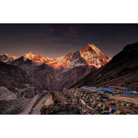 Annapurna Base Camp Black Modern Wood Framed Art Print by Le Manz, Richard